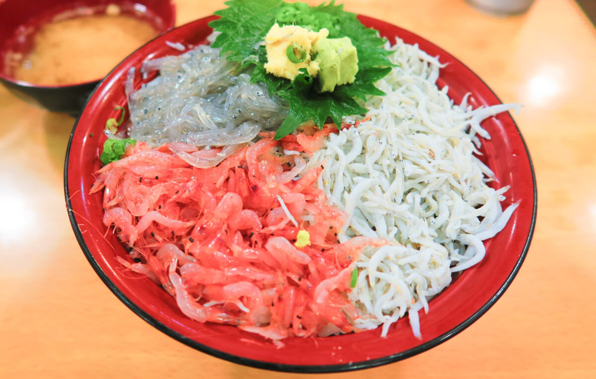 桜エビと生シラスと釜揚げシラスの三色丼